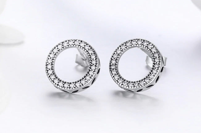 Sterling Silver Luminous Circle Stud Earrings