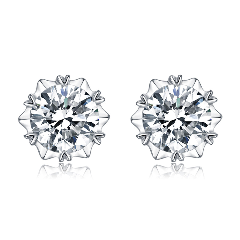Sterling Silver Snowflake 0.5ct Moissanite Stud Hypoallergenic Earrings