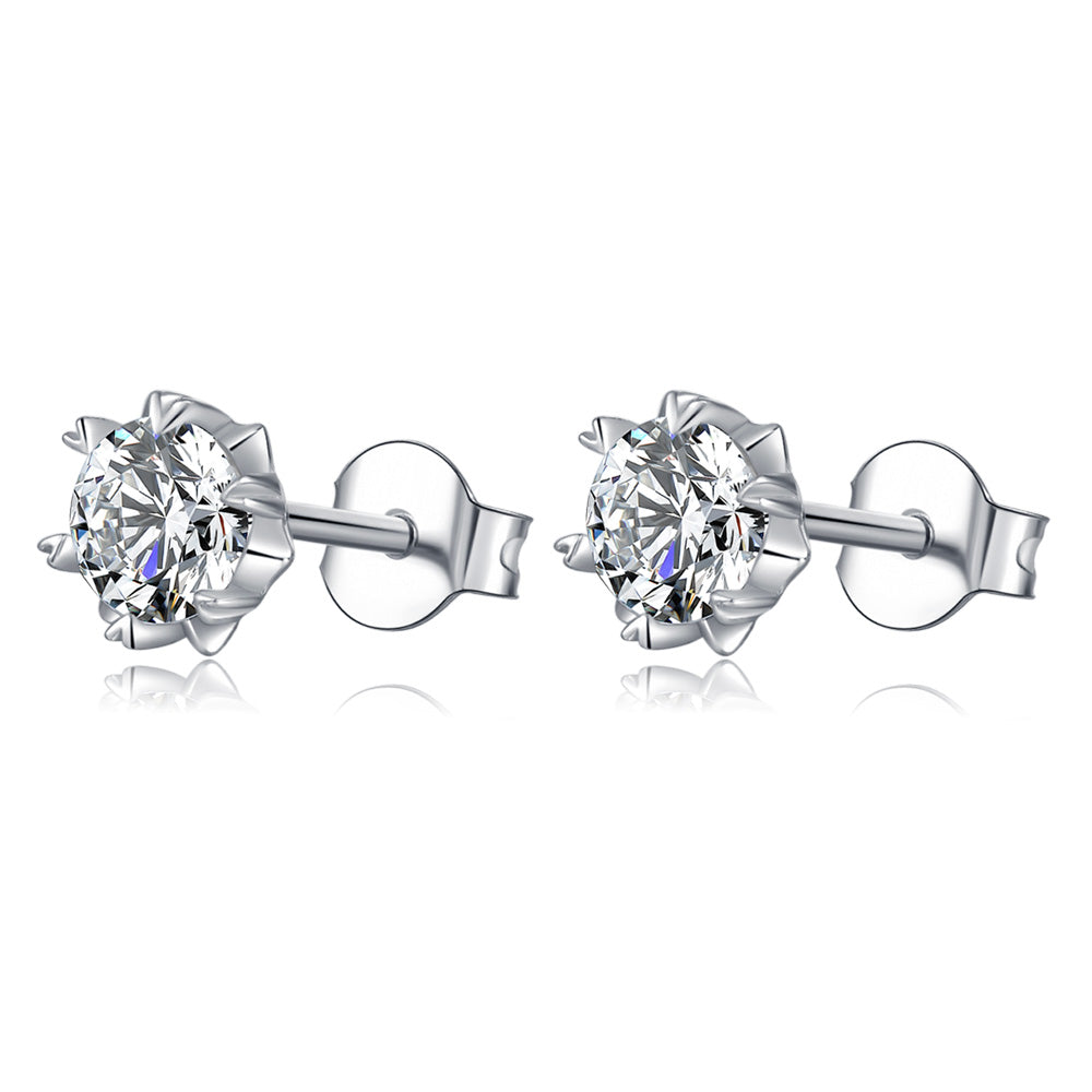 Sterling Silver Snowflake 0.5ct Moissanite Stud Hypoallergenic Earrings