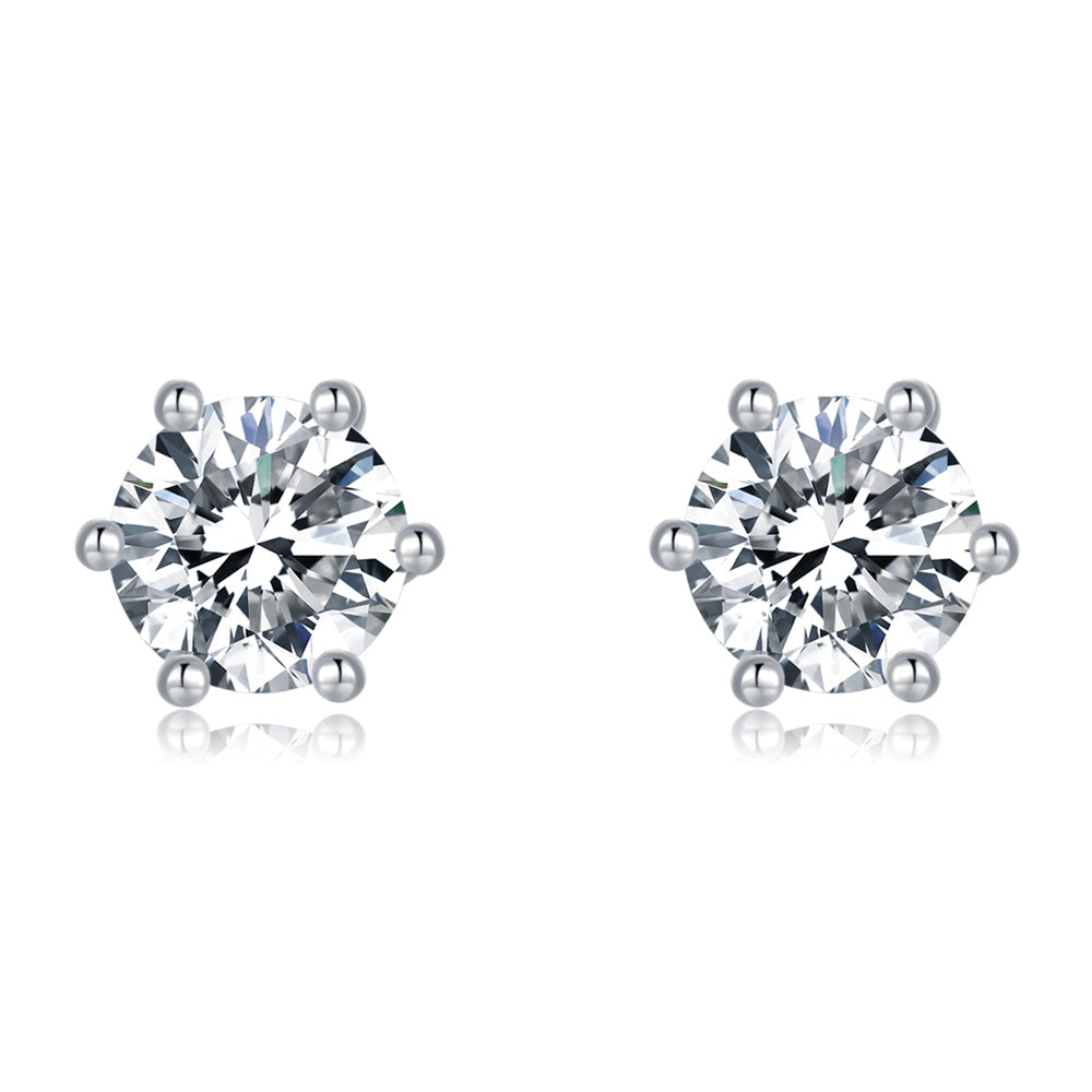Sterling Silver ECMO3 Round 0.5ct Moissanite Stud Hypoallergenic Earrings