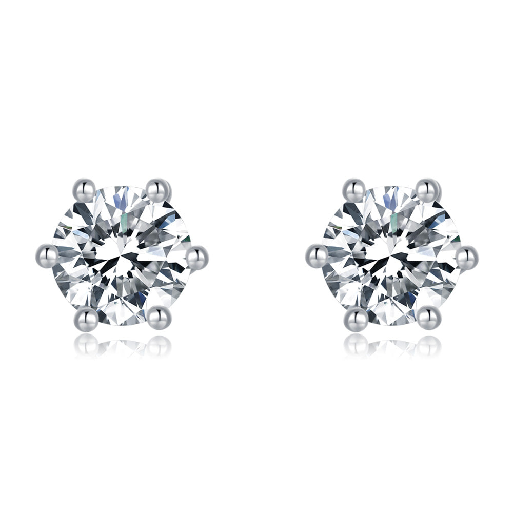 Sterling Silver Round 0.5ct Moissanite Stud Hypoallergenic Earrings