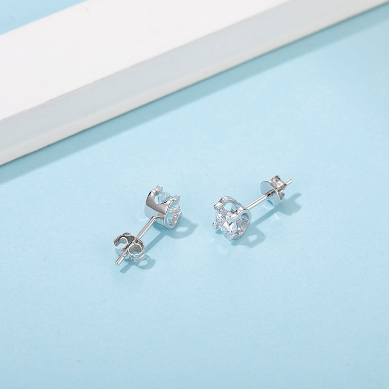 Sterling Silver ECMO4 Round 0.5ct Moissanite Stud Hypoallergenic Earrings