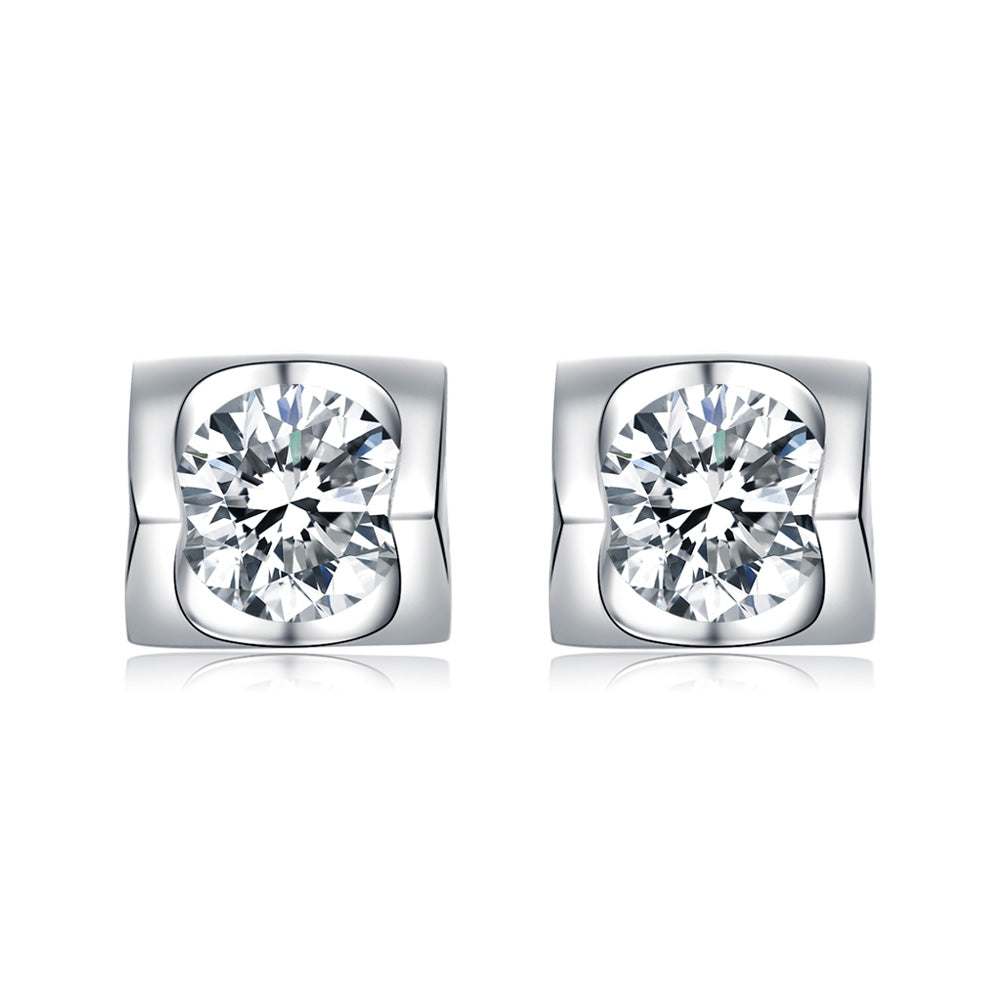 Sterling Silver ECMO5 Round 0.5ct Moissanite Stud Hypoallergenic Earrings
