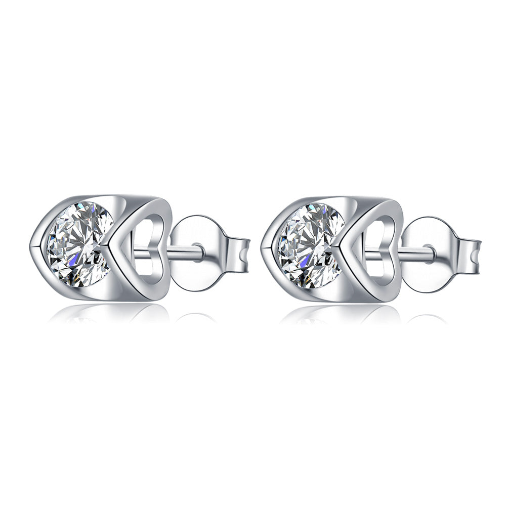 Sterling Silver ECMO5 Round 0.5ct Moissanite Stud Hypoallergenic Earrings