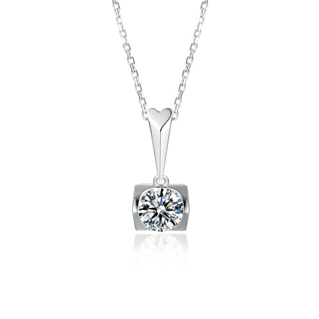 Sterling Silver ECMO5 Round 1.0ct Moissanite Hypoallergenic Necklace