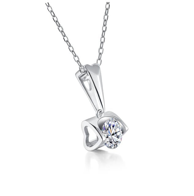Sterling Silver ECMO5 Round 1.0ct Moissanite Hypoallergenic Necklace