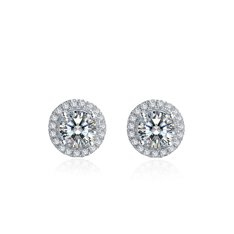 Sterling Silver Round 0.5ct Moissanite Stud Hypoallergenic Earrings
