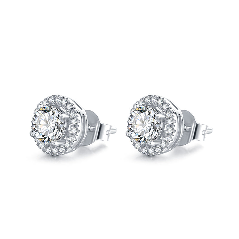 Sterling Silver ECMO16 Round 0.5ct Moissanite Stud Hypoallergenic Earrings