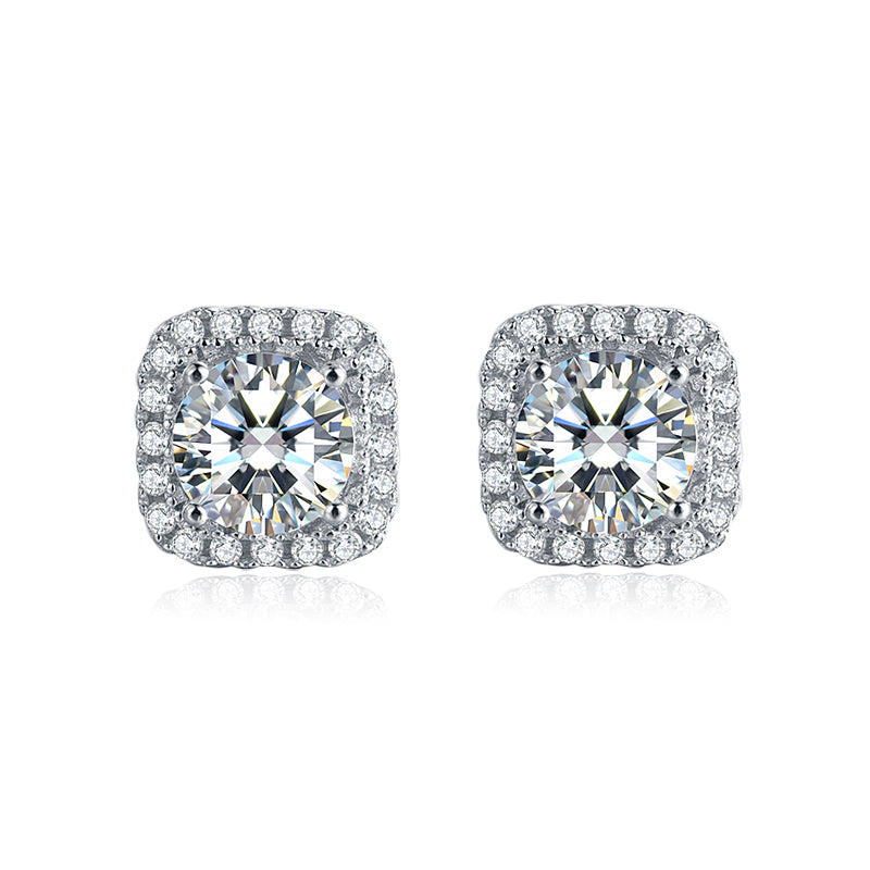 Sterling Silver ECMO17 Round 0.5ct Moissanite Stud Hypoallergenic Earrings