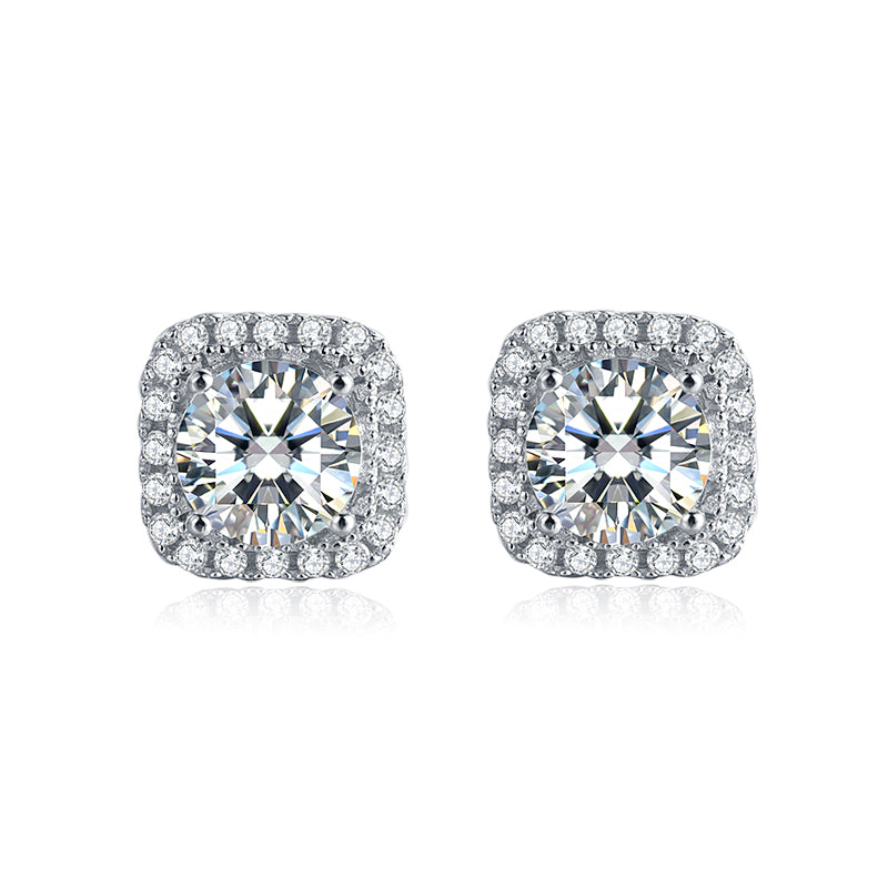 Sterling Silver 0.5ct Moissanite Square Stud Hypoallergenic Earrings