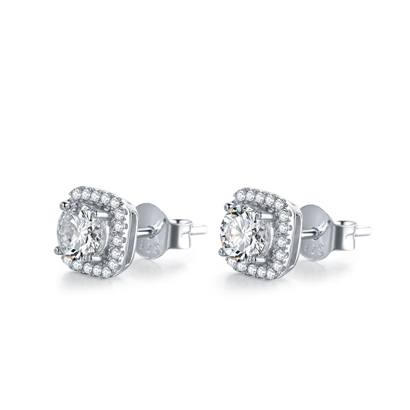 Sterling Silver 0.5ct Moissanite Square Stud Hypoallergenic Earrings