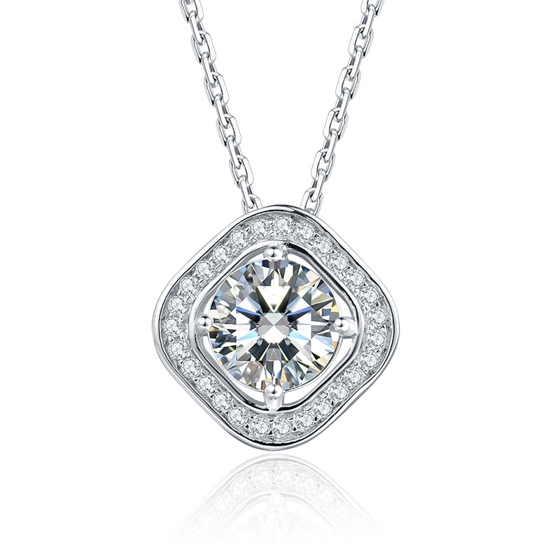 Sterling Silver 1.0ct Moissanite Square Hypoallergenic Necklace