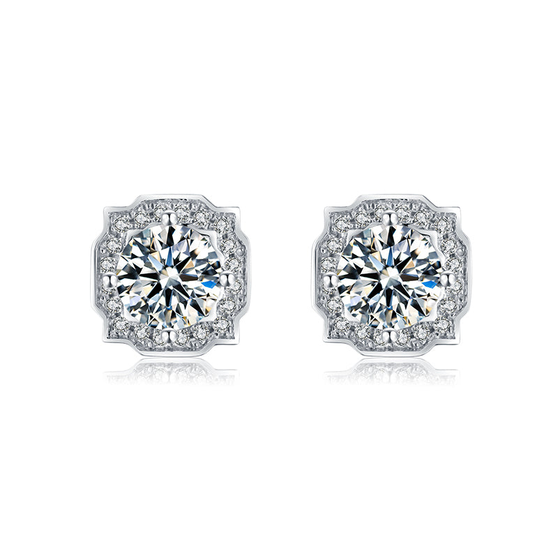 Sterling Silver Round 0.5ct Moissanite Stud Hypoallergenic Earrings