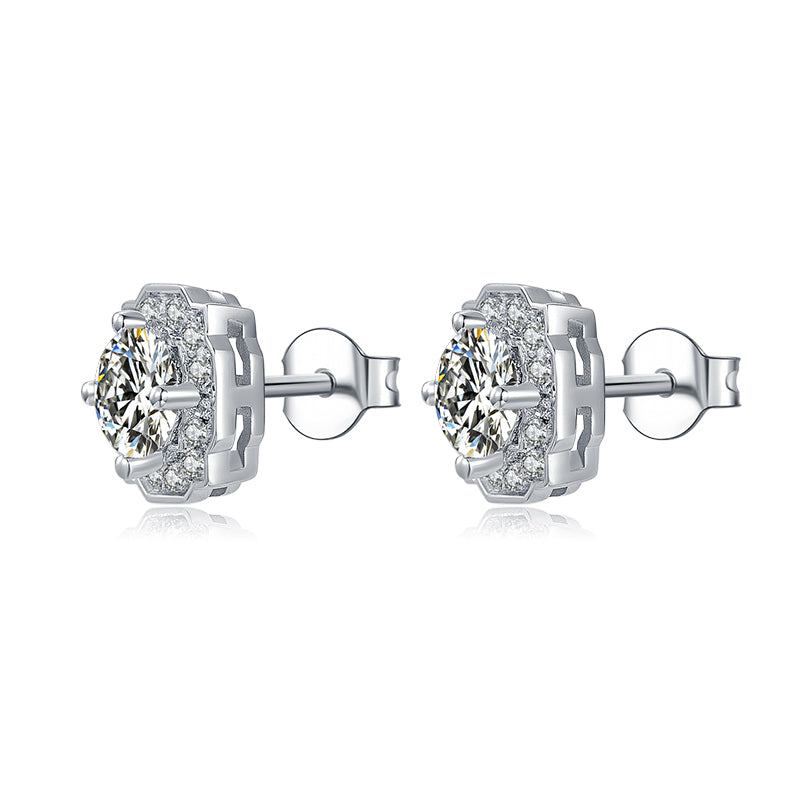 Sterling Silver Round 0.5ct Moissanite Stud Hypoallergenic Earrings