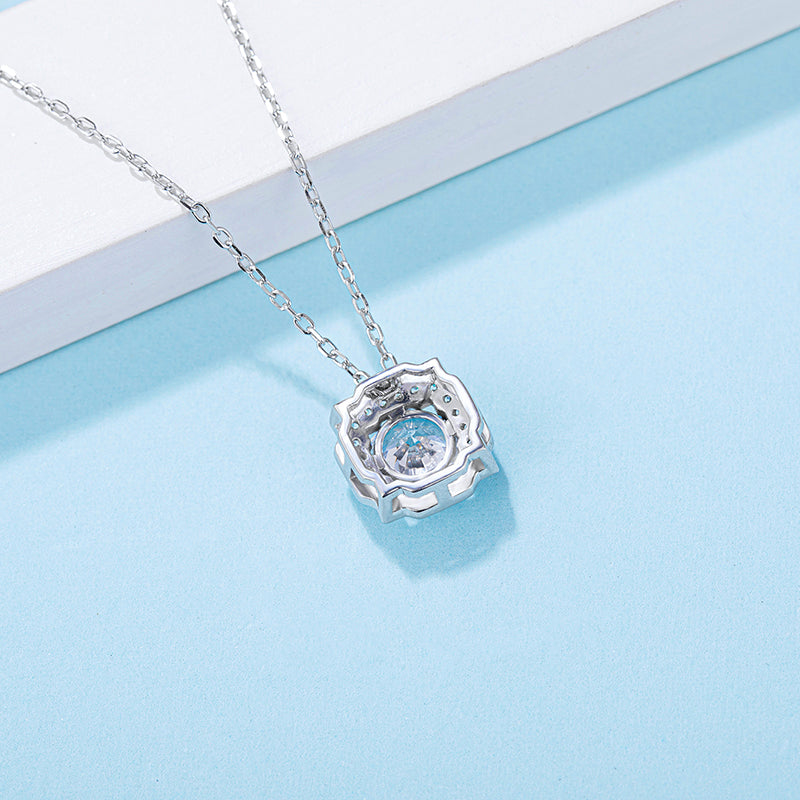 Sterling Silver Round 1.0ct Moissanite Hypoallergenic Necklace