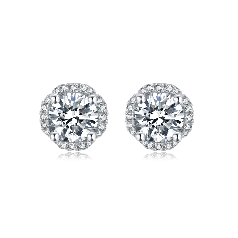 Sterling Silver Round 0.5ct Moissanite Stud Hypoallergenic Earrings