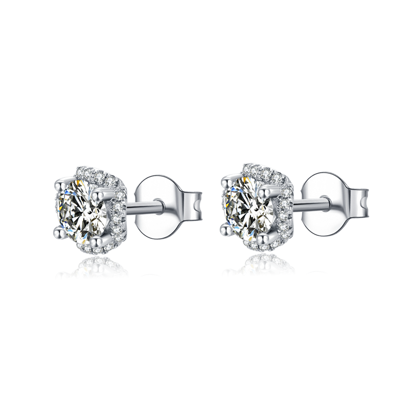 Sterling Silver Round 0.5ct Moissanite Stud Hypoallergenic Earrings