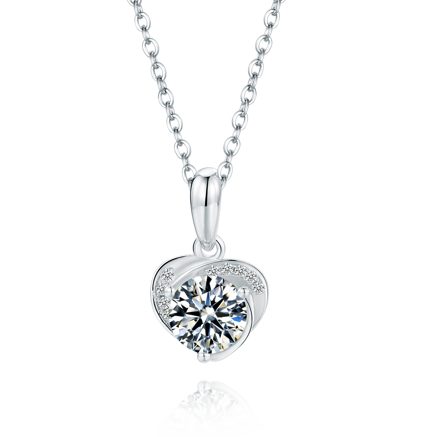 Sterling Silver Enlightened Heart 0.5ct Moissanite Hypoallergenic Necklace