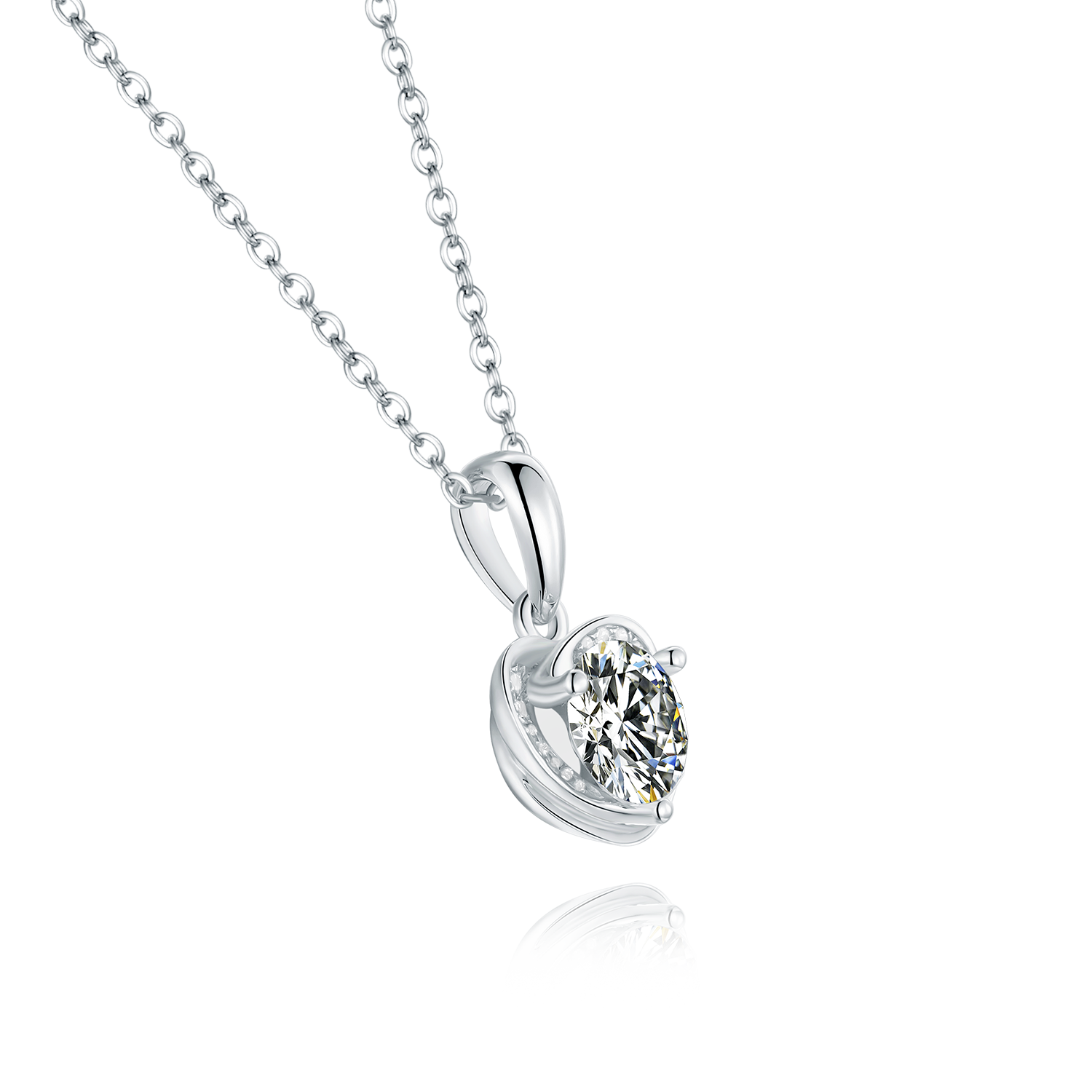 Sterling Silver Enlightened Heart 0.5ct Moissanite Hypoallergenic Necklace