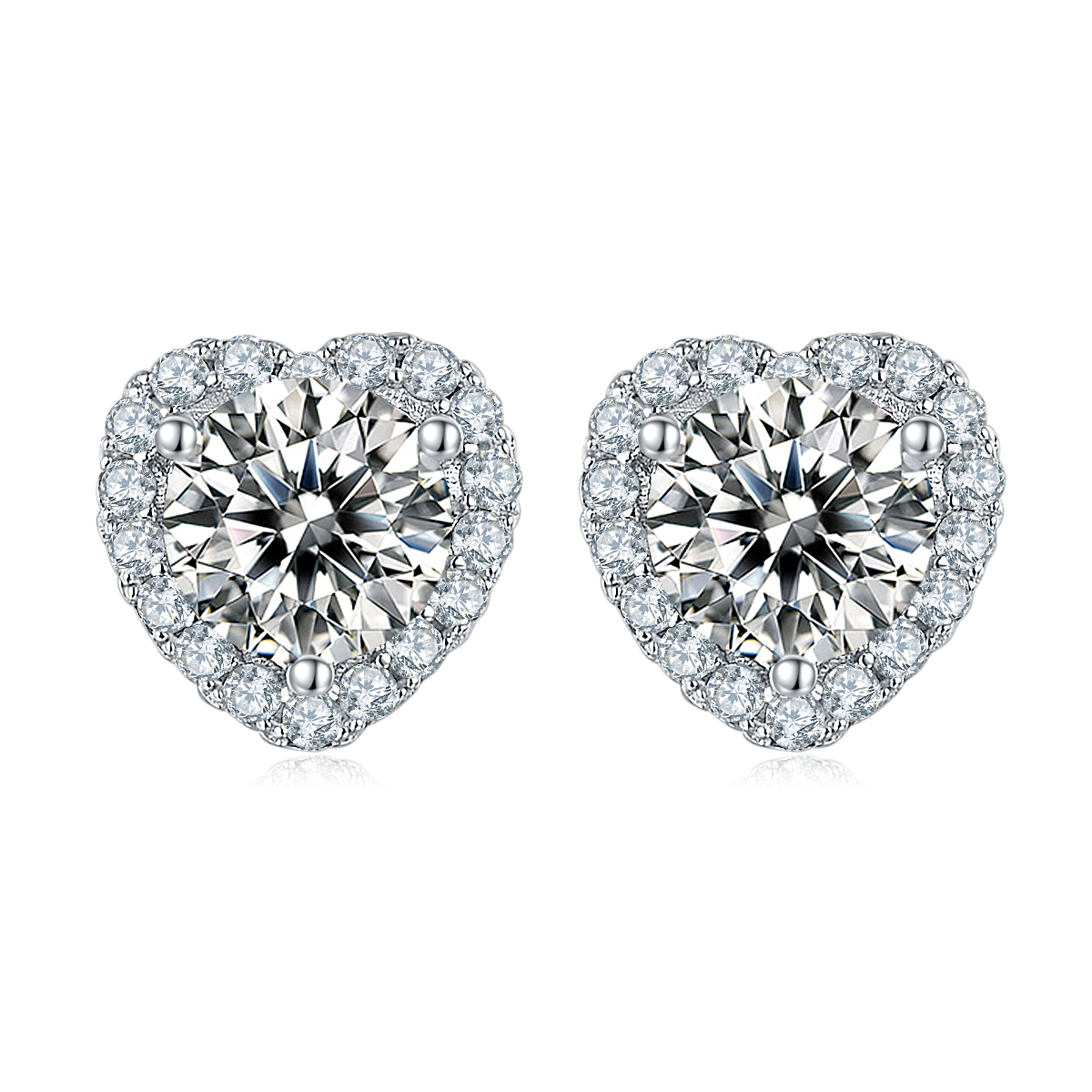 Sterling Silver Angelic Heart 0.5ct Moissanite Stud Hypoallergenic Earrings