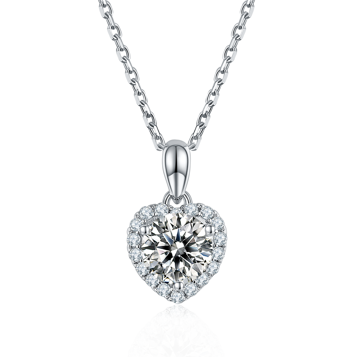 Sterling Silver Angelic Heart 1.0ct Moissanite Hypoallergenic Necklace