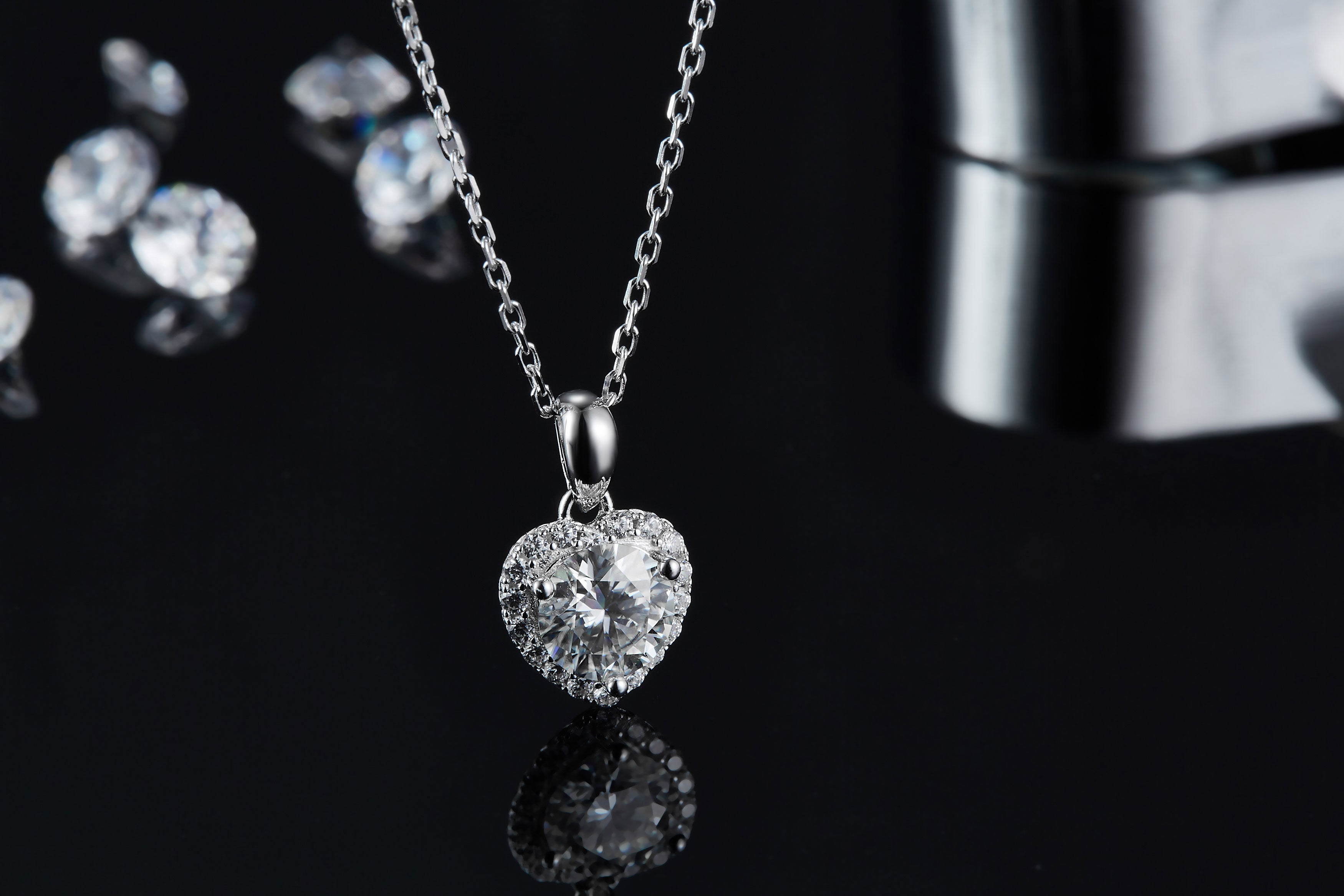 Sterling Silver Angelic Heart 1.0ct Moissanite Hypoallergenic Necklace
