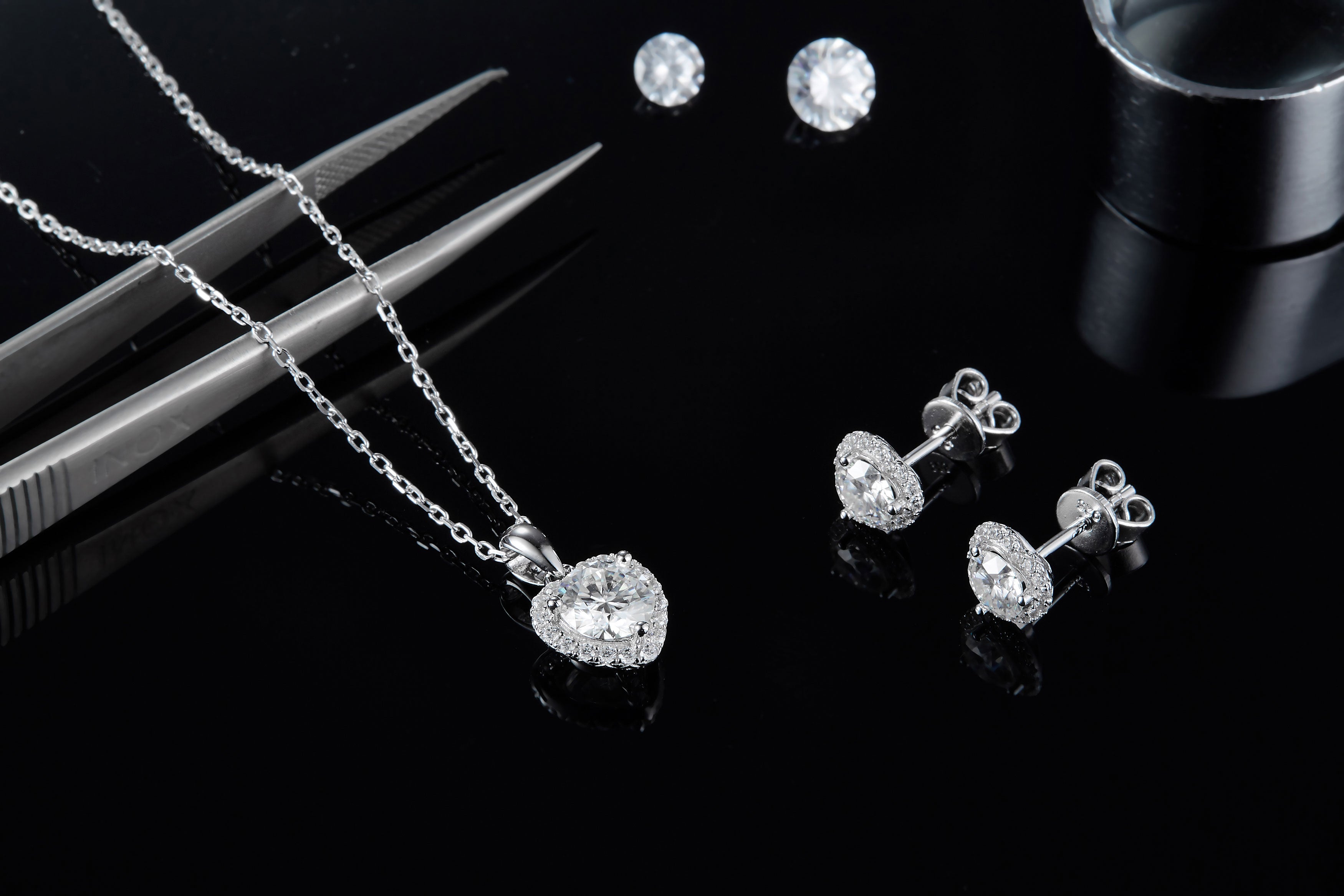 Sterling Silver Angelic Heart 1.0ct Moissanite Hypoallergenic Necklace