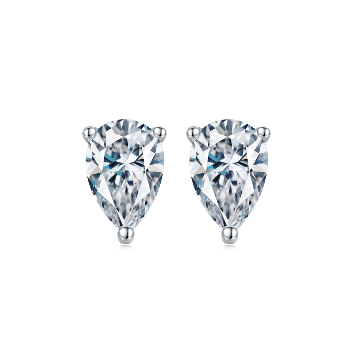 Sterling Silver Teardrop 0.5ct Moissanite Stud Hypoallergenic Earrings