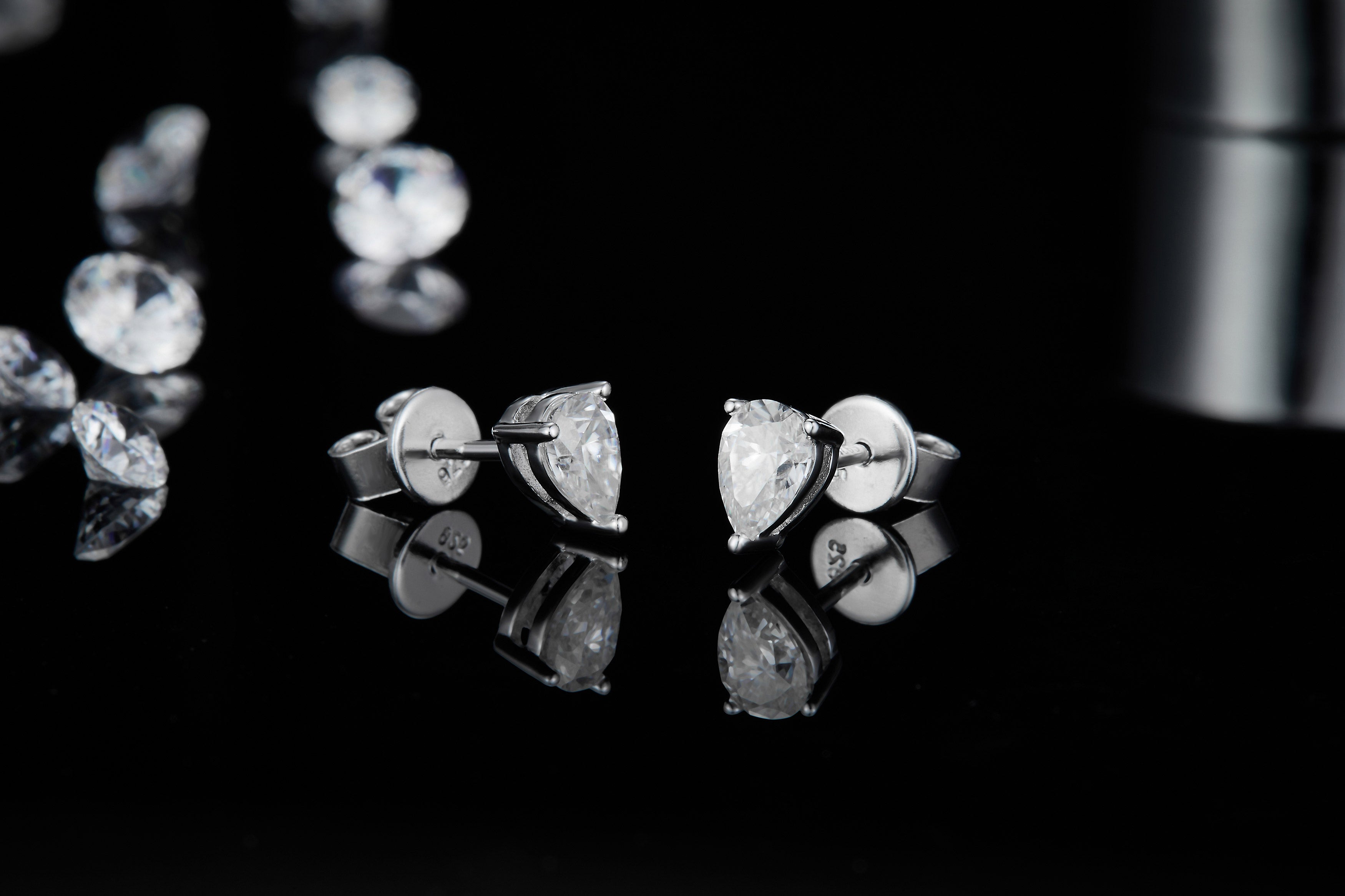 Sterling Silver Teardrop 0.5ct Moissanite Stud Hypoallergenic Earrings