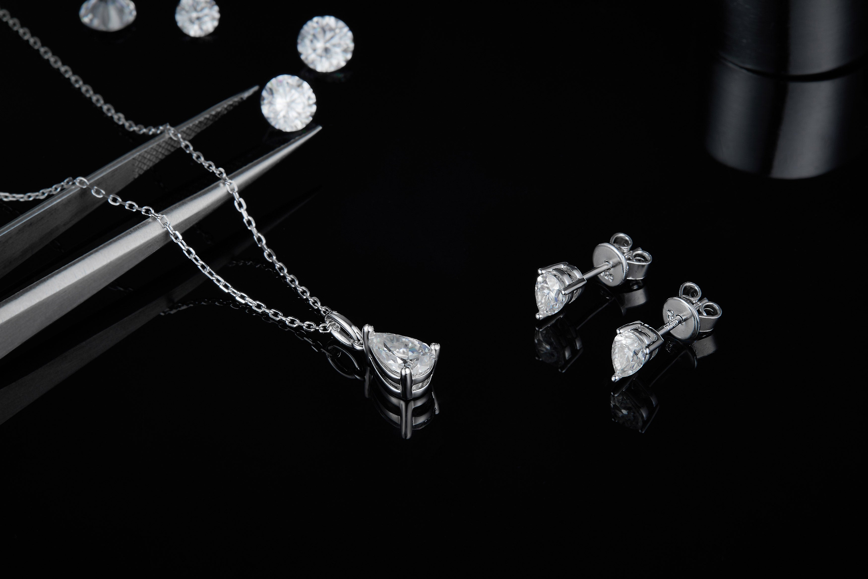 Sterling Silver Teardrop 0.5ct Moissanite Stud Hypoallergenic Earrings