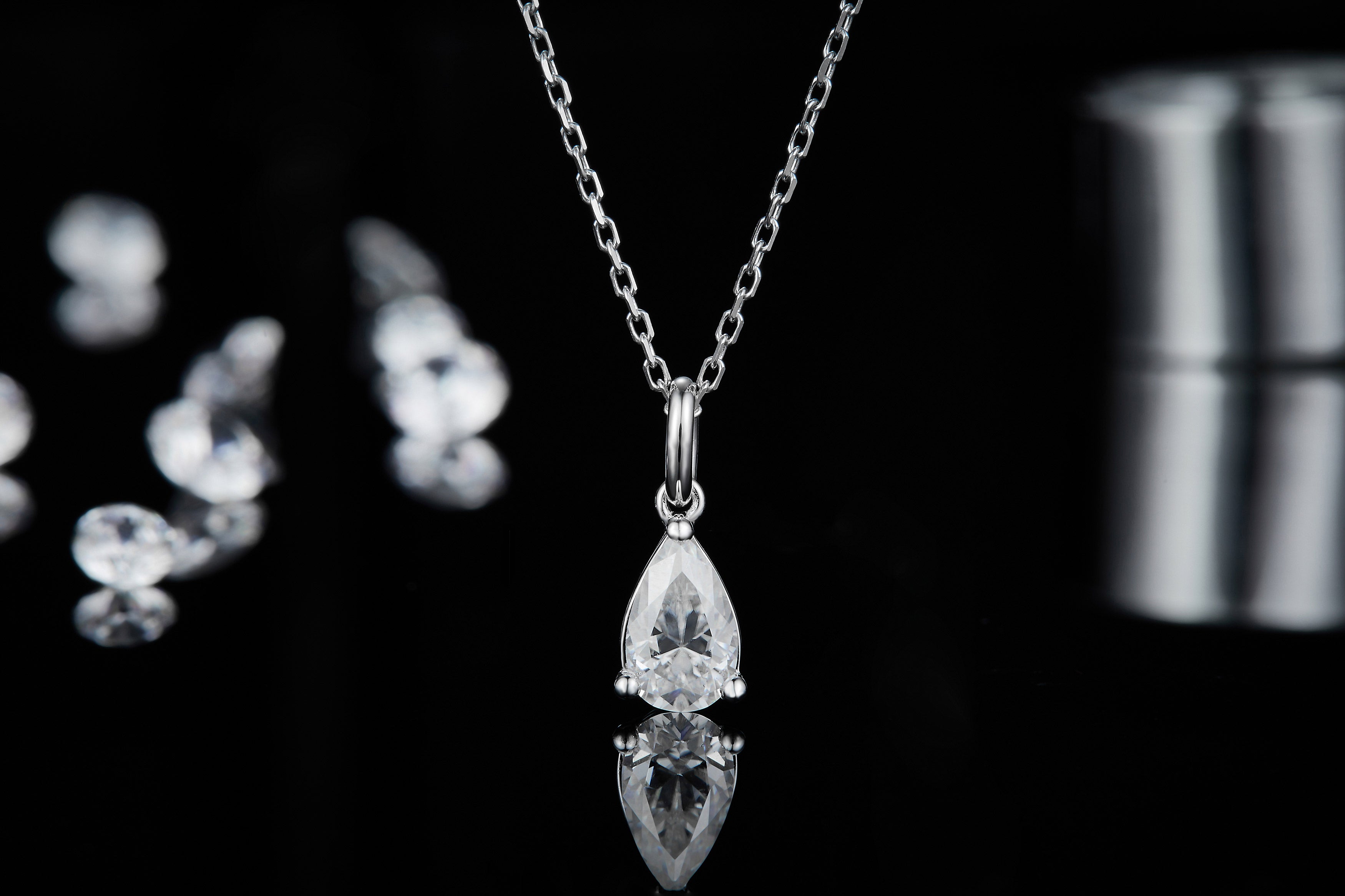 Sterling Silver Teardrop 1.0ct Moissanite Hypoallergenic Necklace
