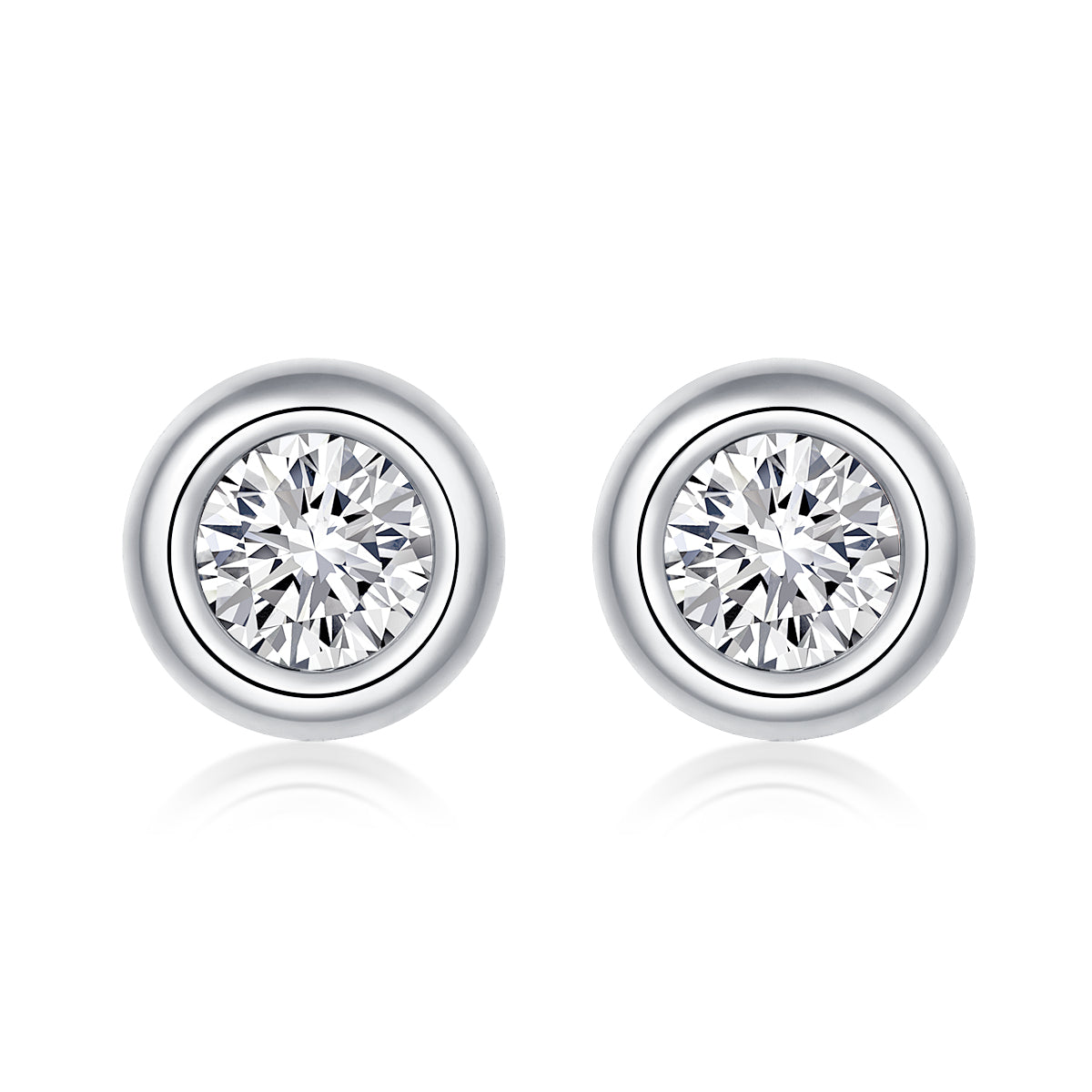 Sterling Silver ECMO40 Round 0.5ct Moissanite Stud Hypoallergenic Earrings