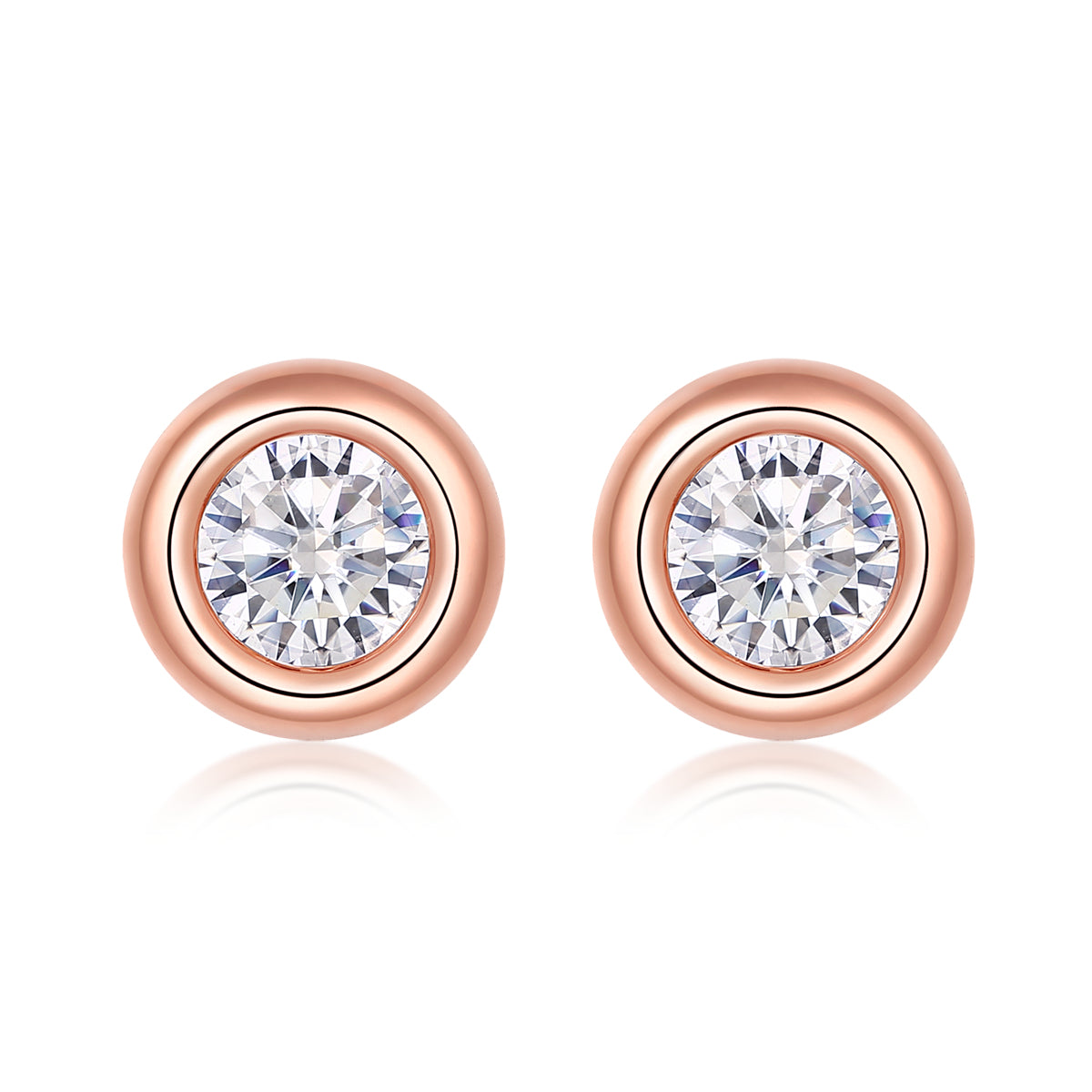 Sterling Silver ECMO40 Round 0.5ct Moissanite Stud Hypoallergenic Earrings