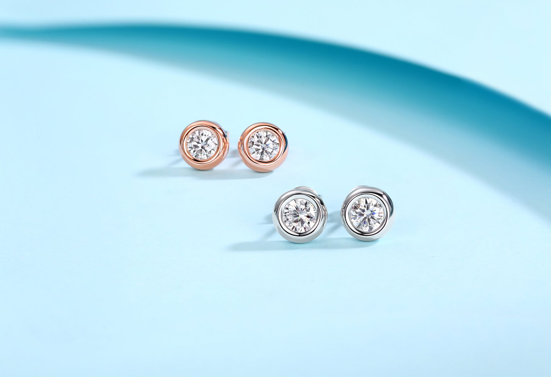 Sterling Silver ECMO40 Round 0.5ct Moissanite Stud Hypoallergenic Earrings