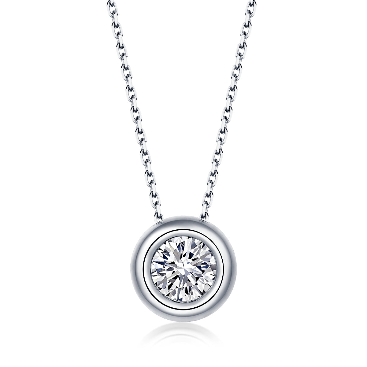 Sterling Silver ECMO40 Round 1.0ct Moissanite Hypoallergenic Necklace