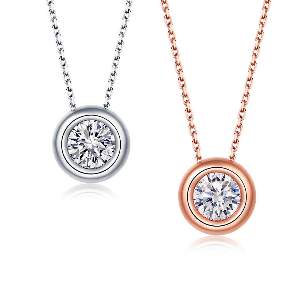 Sterling Silver ECMO40 Round 1.0ct Moissanite Hypoallergenic Necklace