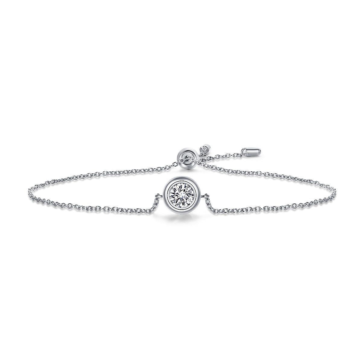 Sterling Silver ECMO40 Round 0.5ct Moissanite Hypoallergenic Bracelet
