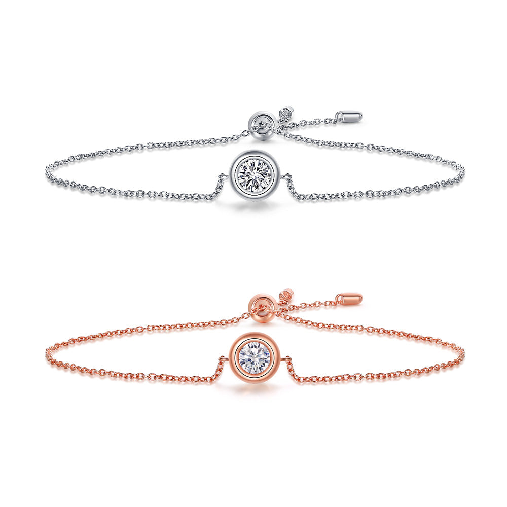 Sterling Silver ECMO40 Round 0.5ct Moissanite Hypoallergenic Bracelet