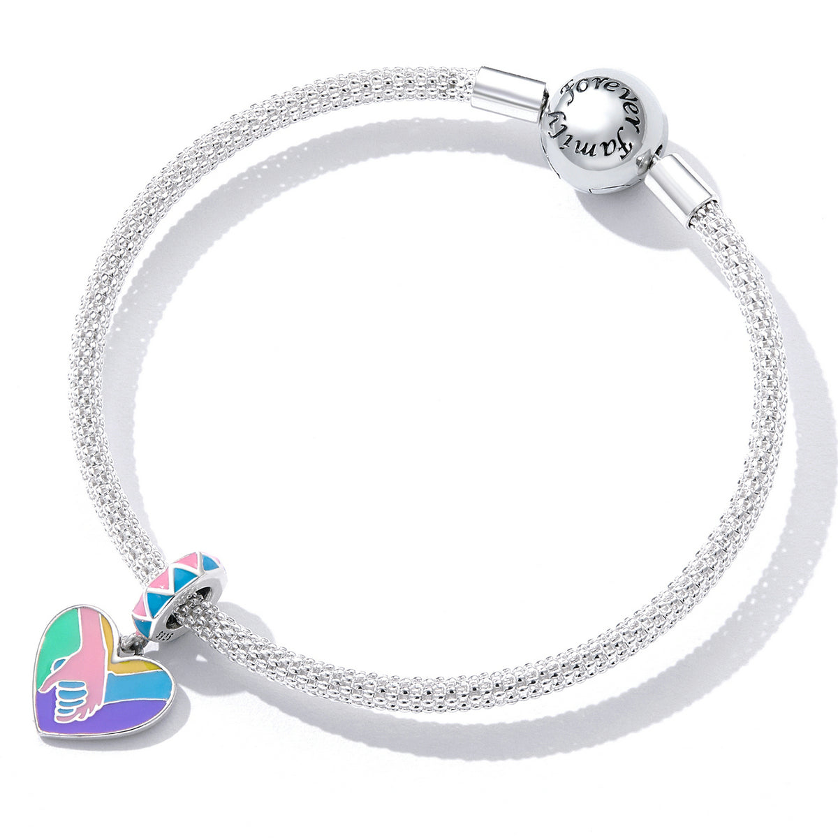 Sterling Silver Colourful Love Heart Hypoallergenic Dangle Charm