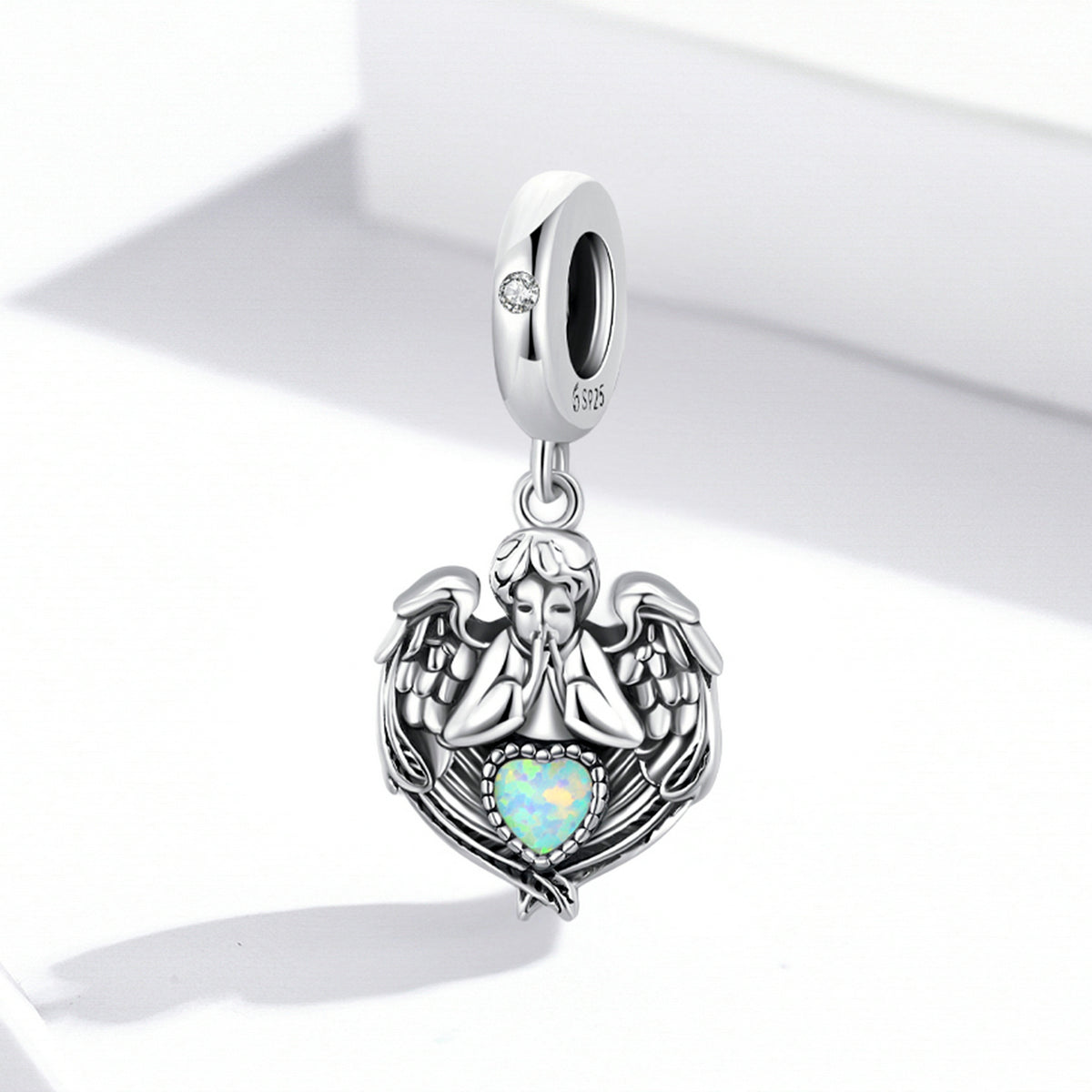 Sterling Silver Angelic Heart Hypoallergenic Dangle Charm