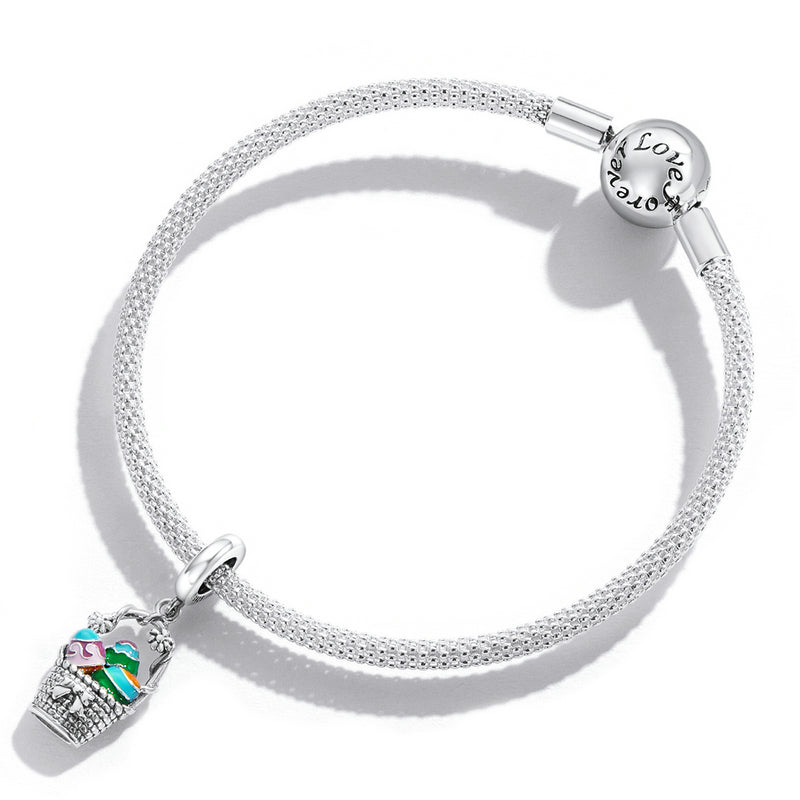 Sterling Silver Easter Egg Basket Hypoallergenic Dangle Charm