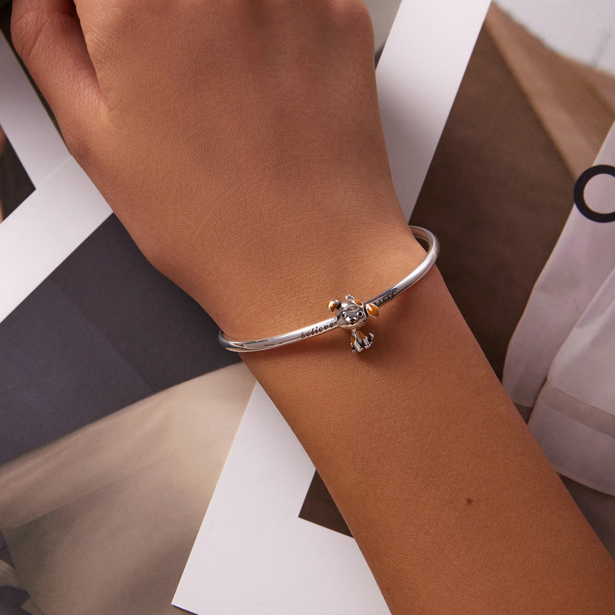 Sterling Silver Dog Hypoallergenic Bead Charm