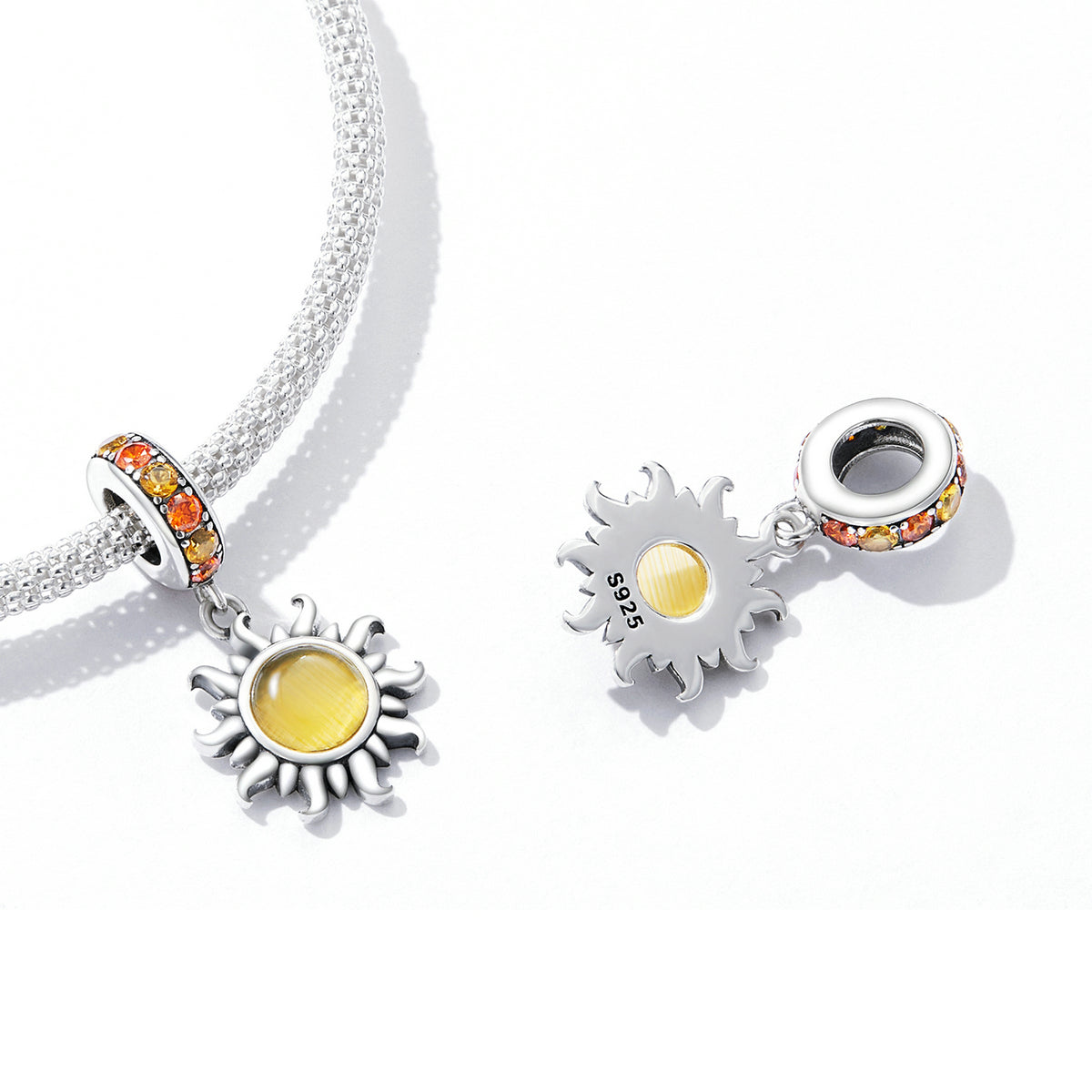 Sterling Silver Sun Hypoallergenic Dangle Charm