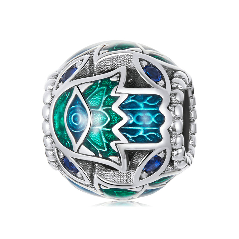 Sterling Silver Mystic Hamsa Hand Hypoallergenic Bead Charm