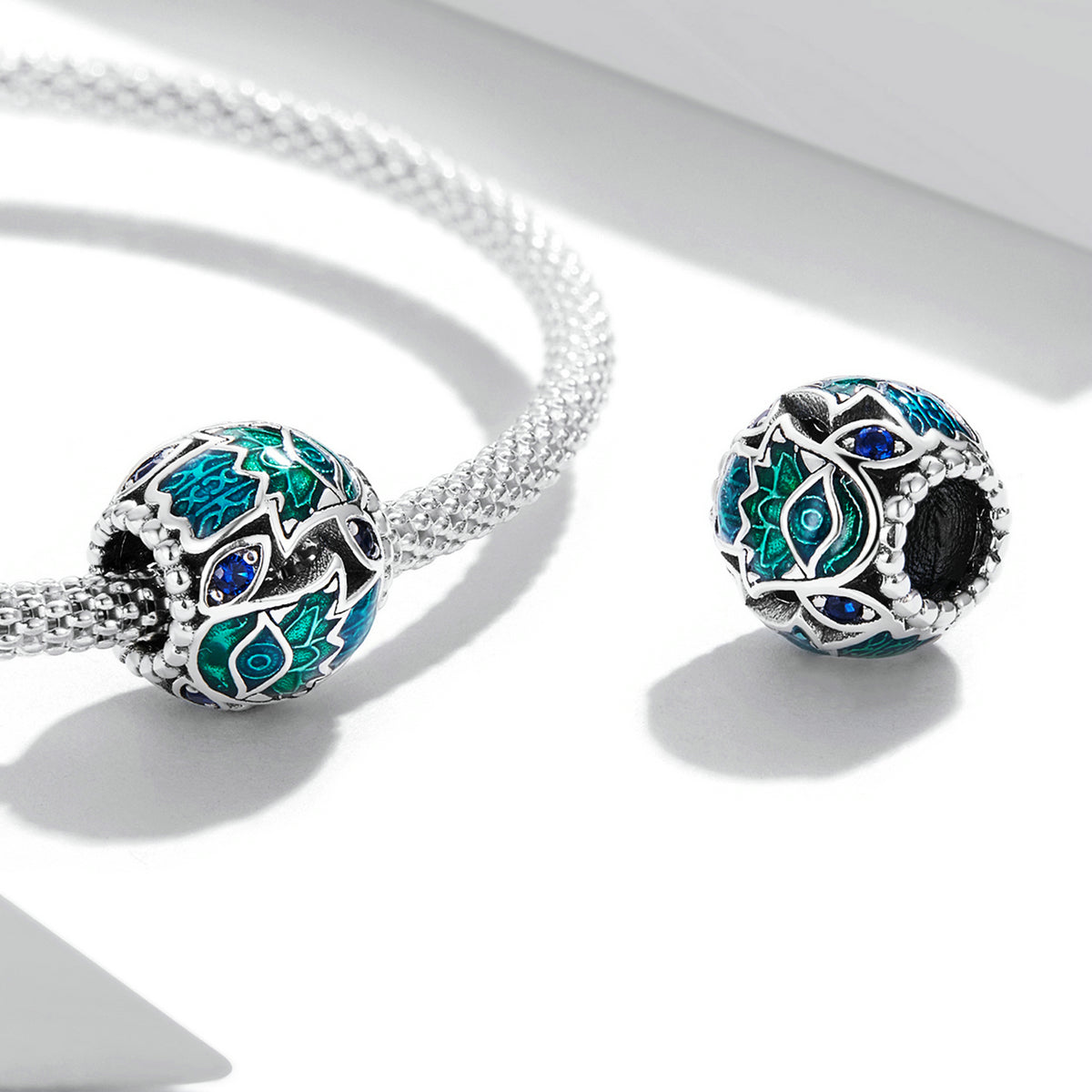 Sterling Silver Mystic Hamsa Hand Hypoallergenic Bead Charm