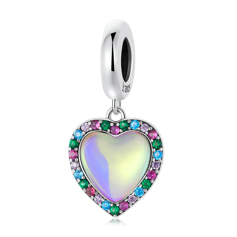 Sterling Silver Glass Heart Hypoallergenic Dangle Charm