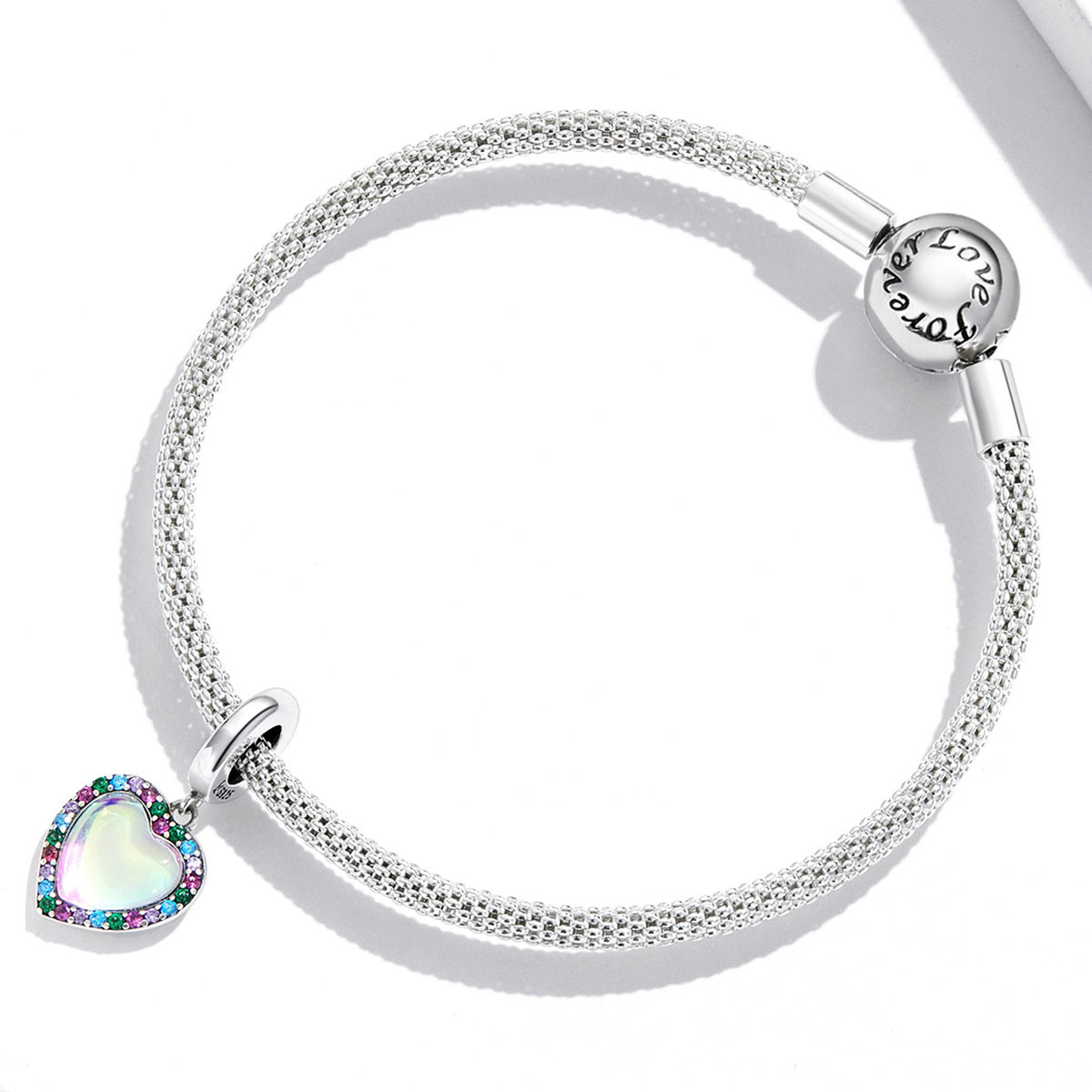Sterling Silver Glass Heart Hypoallergenic Dangle Charm