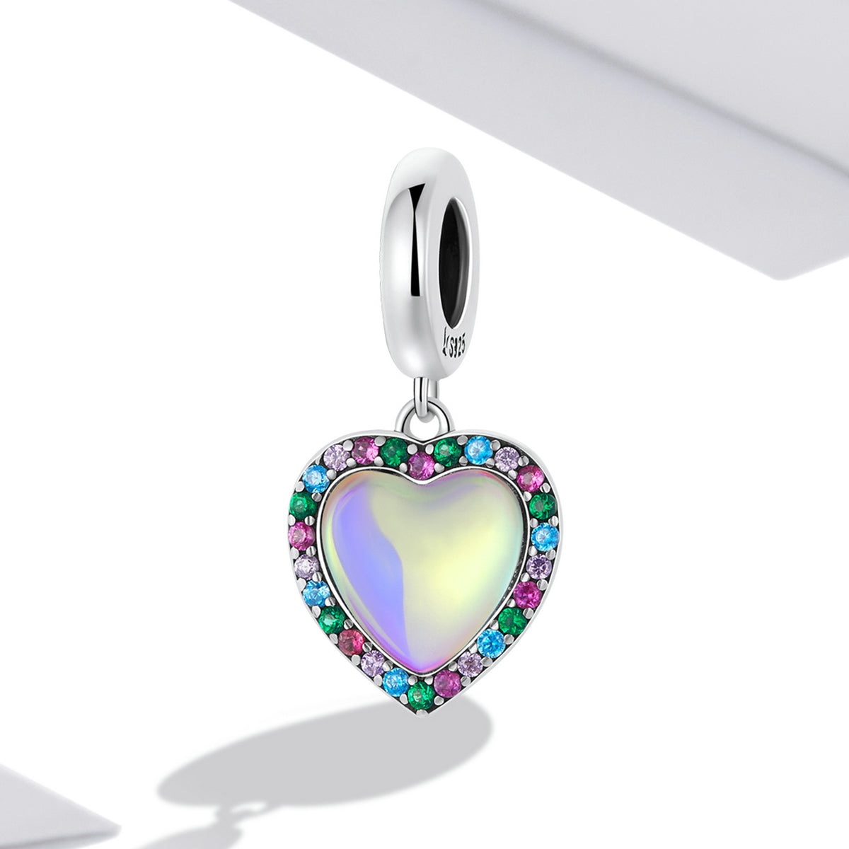 Sterling Silver Glass Heart Hypoallergenic Dangle Charm