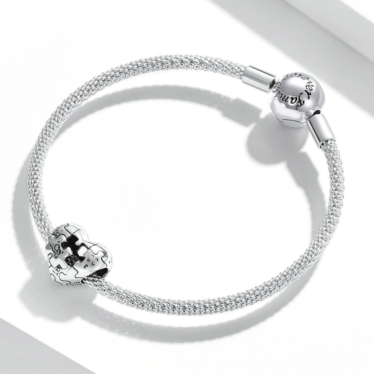 Sterling Silver Puzzle Heart Hypoallergenic Bead Charm