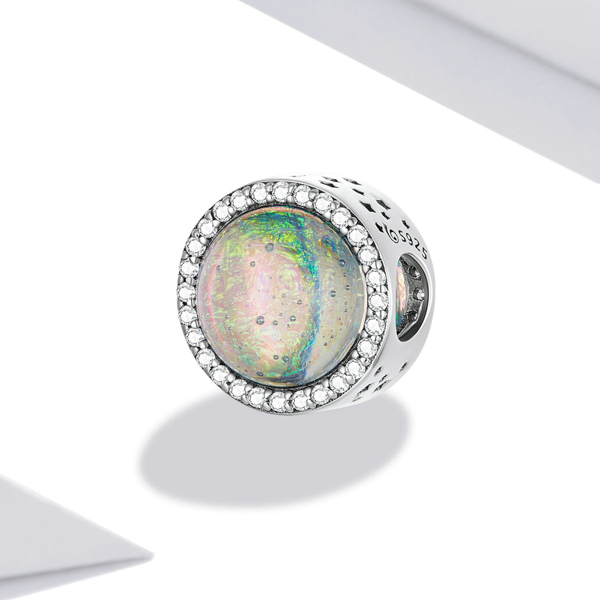 Sterling Silver Shiny Crystal Hypoallergenic Bead Charm